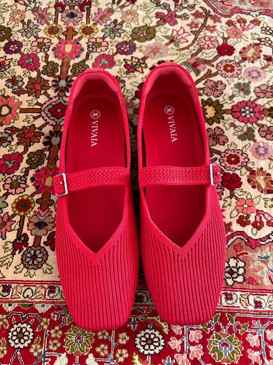 Vivaia Shoes - Vivaia Square-toed Red Margot Mary Jane, US7/EU37.5, Like New
